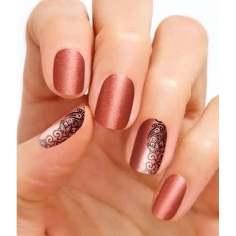 Color Street Delhi Delight Rose Gold Paisley Nail Polish Strips FDS481 New